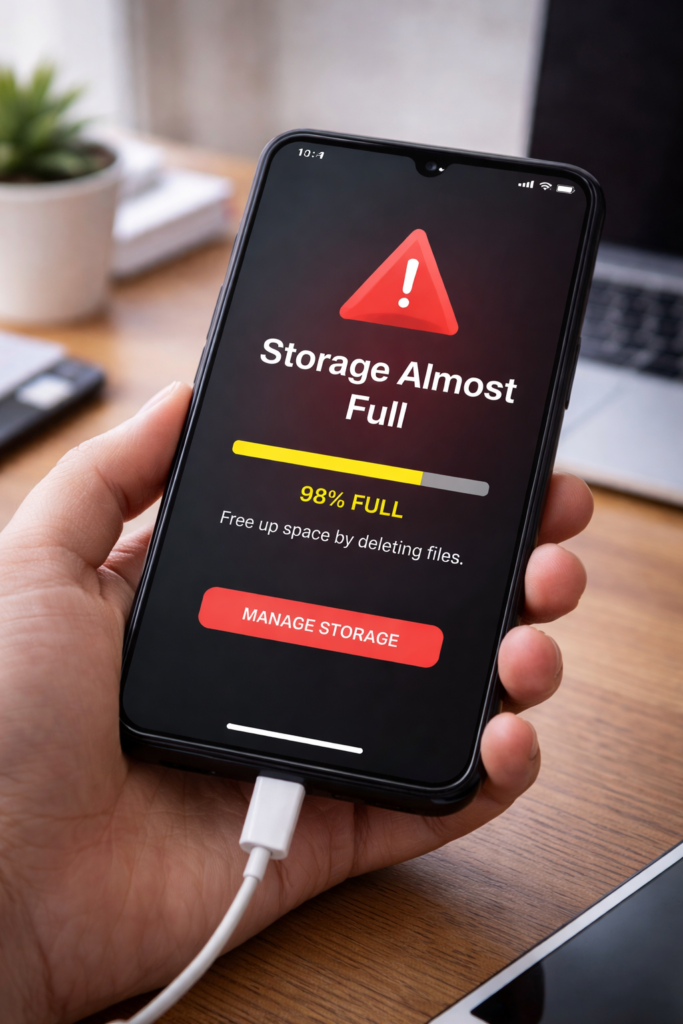 phone storage full even after deleting files